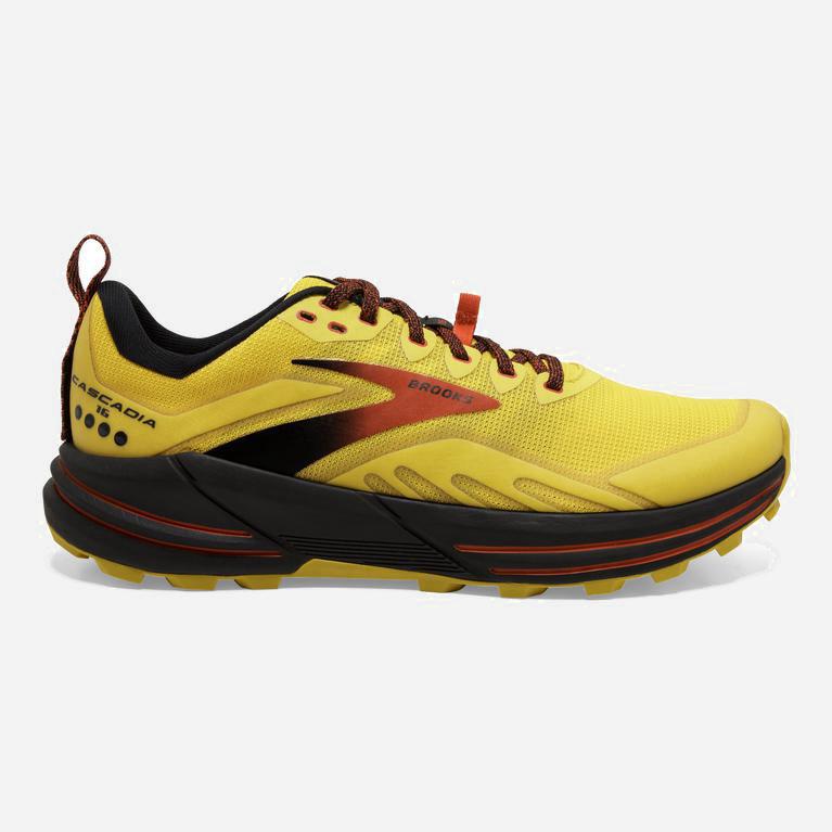 Brooks Cascadia 16 Australia - Men's Flexible Trail Running Shoes - Yellow/Black/Grenadine (821075-L